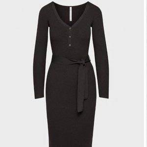 Aritzia sweater henley dress in rich mocha brown